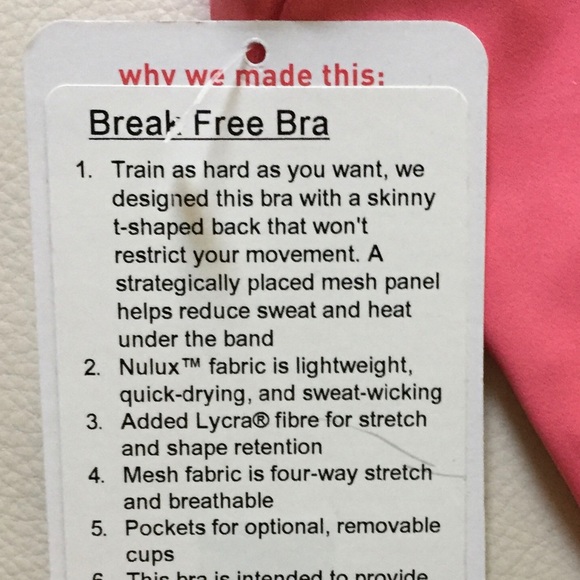 NWT FTON FLASH TONE LULULEMON BREAK FREE BRA - 10 - Picture 3 of 5